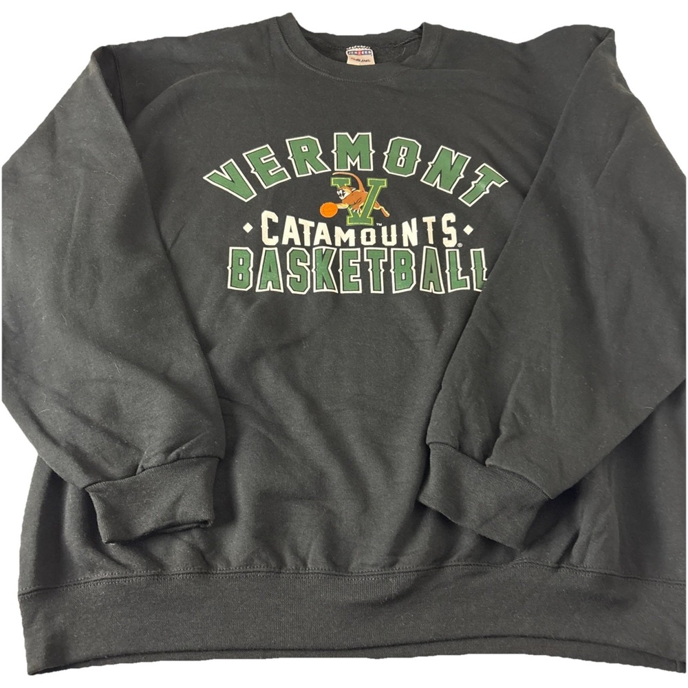 Vintage? Vermont Catamounts Sweatshirt Mens XL Black UVM Logo Crewneck Pullover